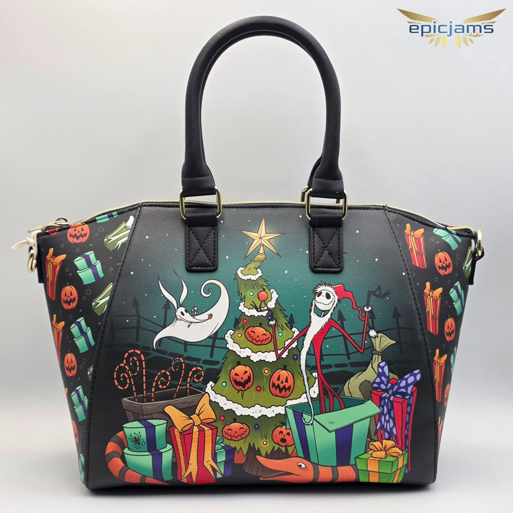 Loungefly Disney Nightmare Before Christmas Sandy Claws Zero Black Satchel Bag